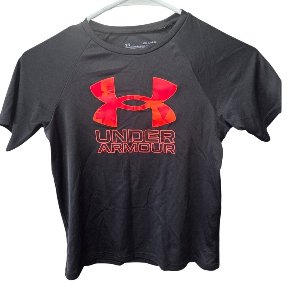Black & Red Logo Performance T-Shirt - Under Armour - YS